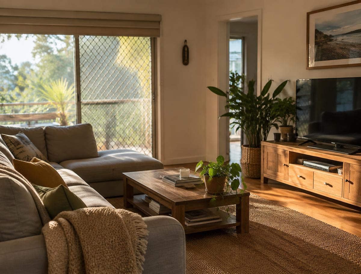 A warm, lived-in living room with a couch, plants and afternoon light (illustrative, not a CCM property)